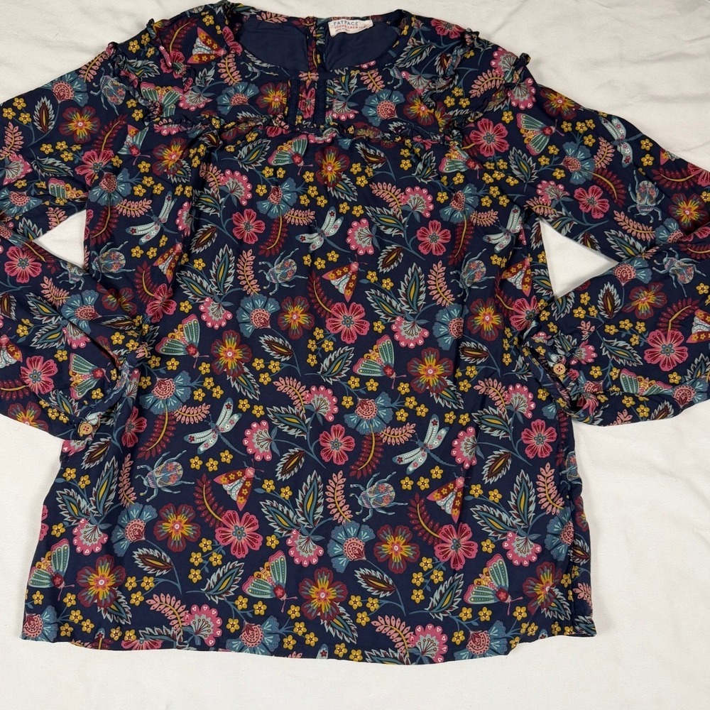 Fat‎ Face Girls Navy Floral Butterfly Insect Print Top Size 12 Boho cottagecore